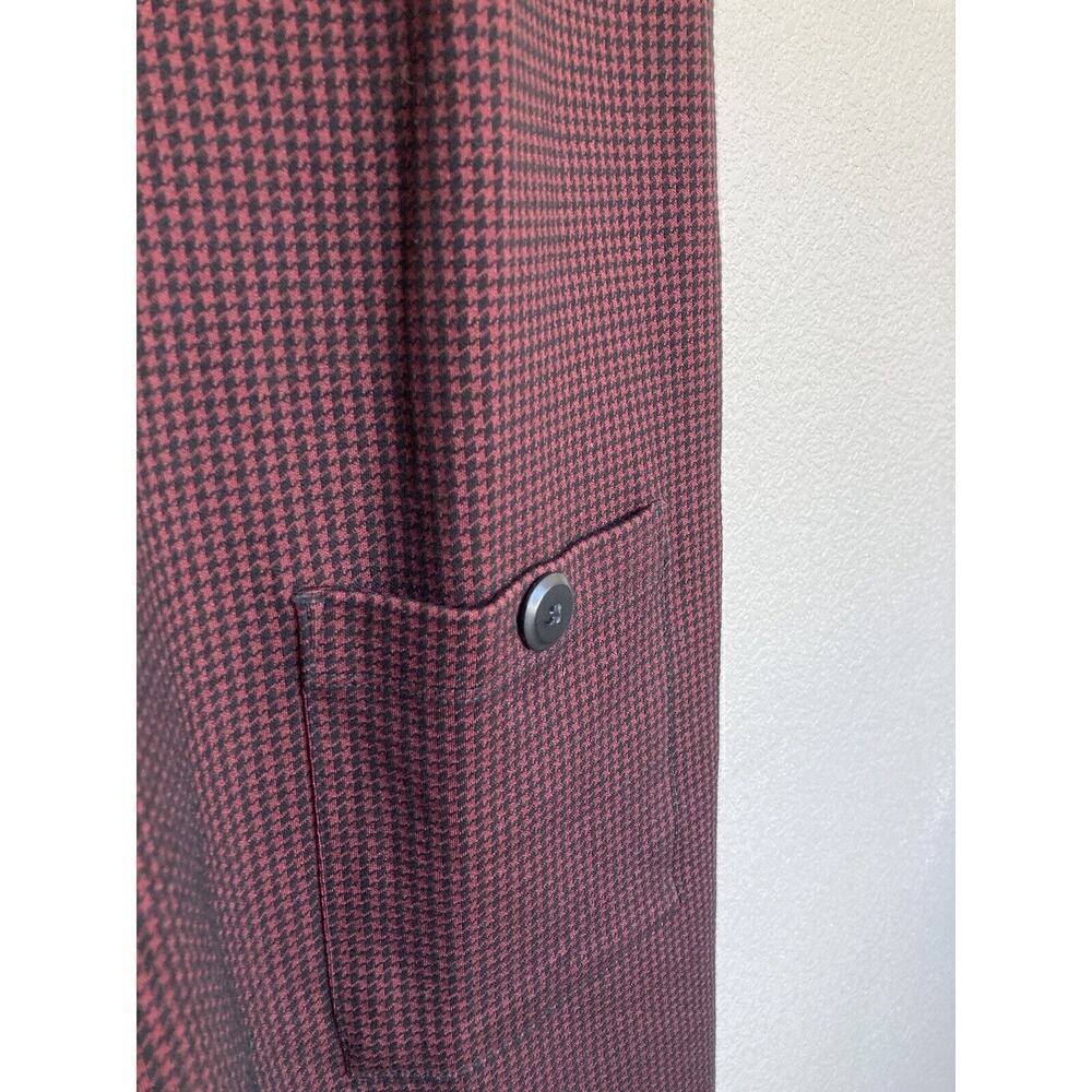 NWOT LOFT Houndtooth Mini Dress size 14 red and black ruffle neck holiday - Picture 4 of 7